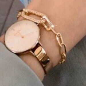 Rhinestone Paperclip Multilayer Bracelet